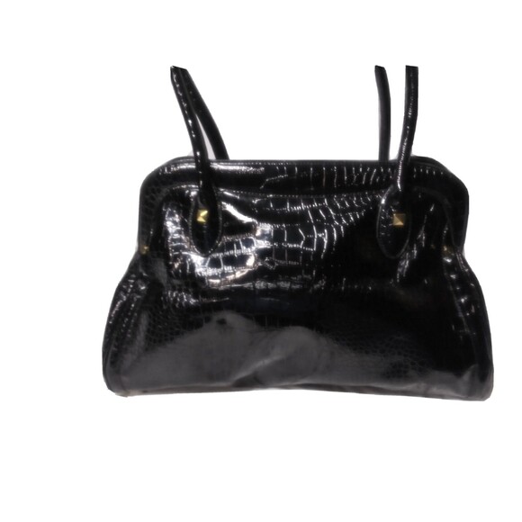 IMAN Shoulder Tote Bag Large Handbag Patent Leather Purse Croc embossed - Picture 6 of 6